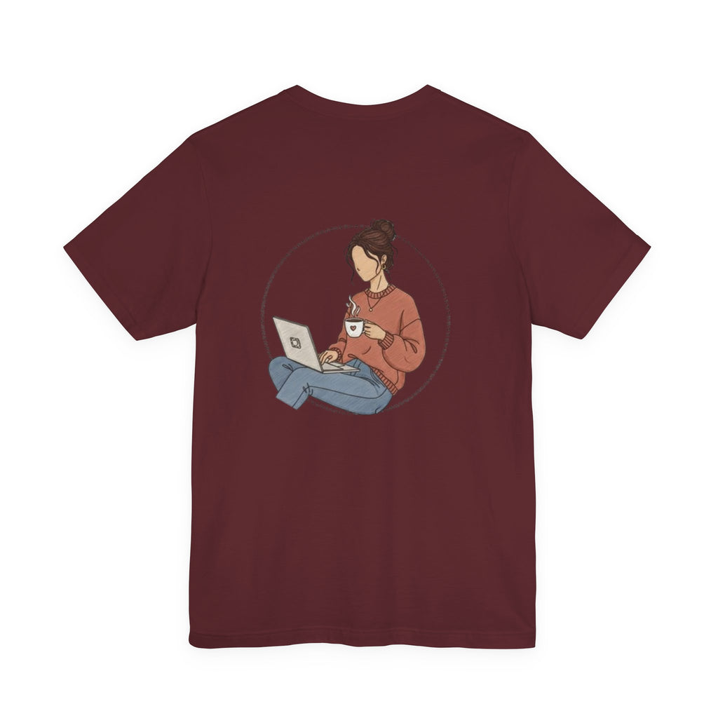 More Coffee Please Tee — Casual Graphic Coffee Lover T-Shirt with Cozy Work-From-Home Illustration