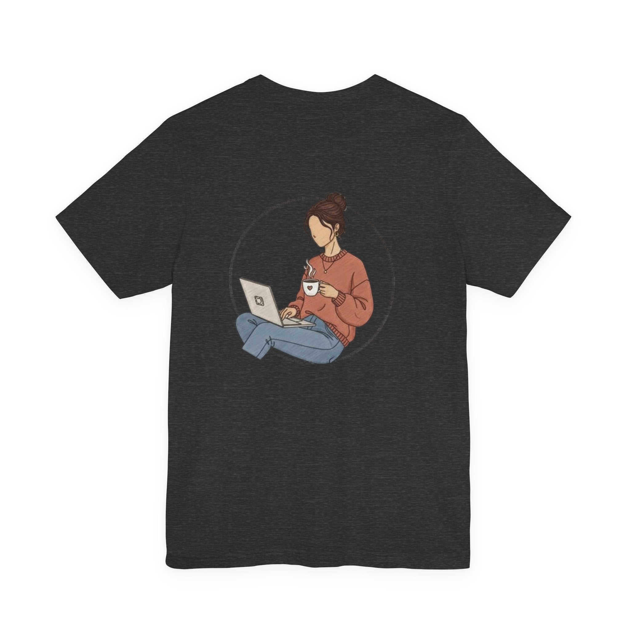 More Coffee Please Tee — Casual Graphic Coffee Lover T-Shirt with Cozy Work-From-Home Illustration