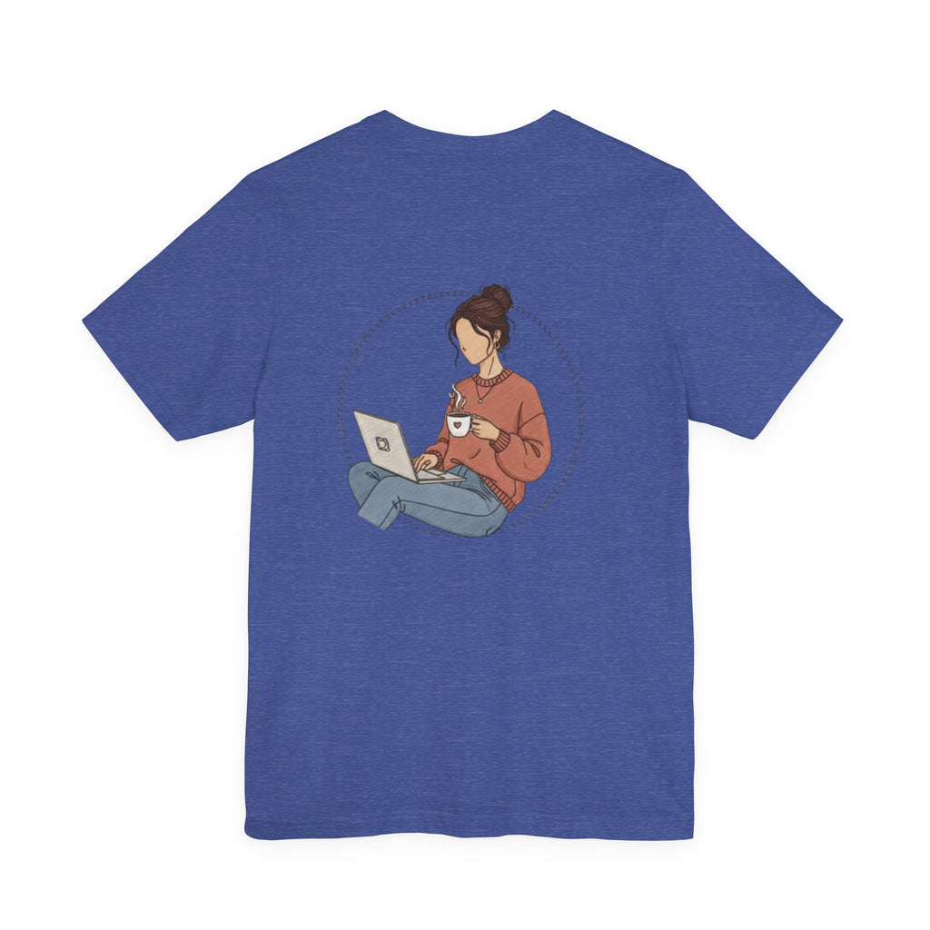More Coffee Please Tee — Casual Graphic Coffee Lover T-Shirt with Cozy Work-From-Home Illustration