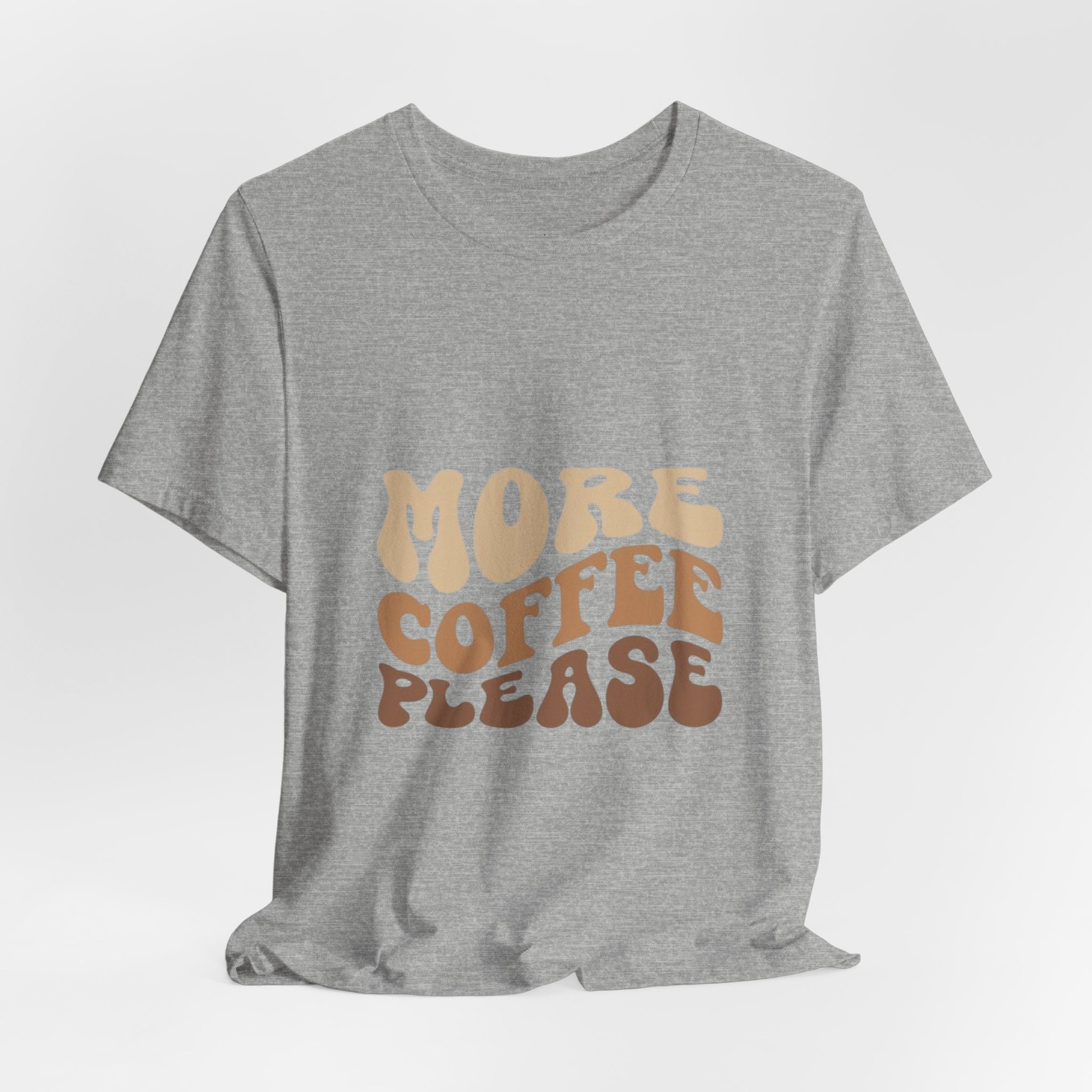 More Coffee Please Tee — Casual Graphic Coffee Lover T-Shirt with Cozy Work-From-Home Illustration