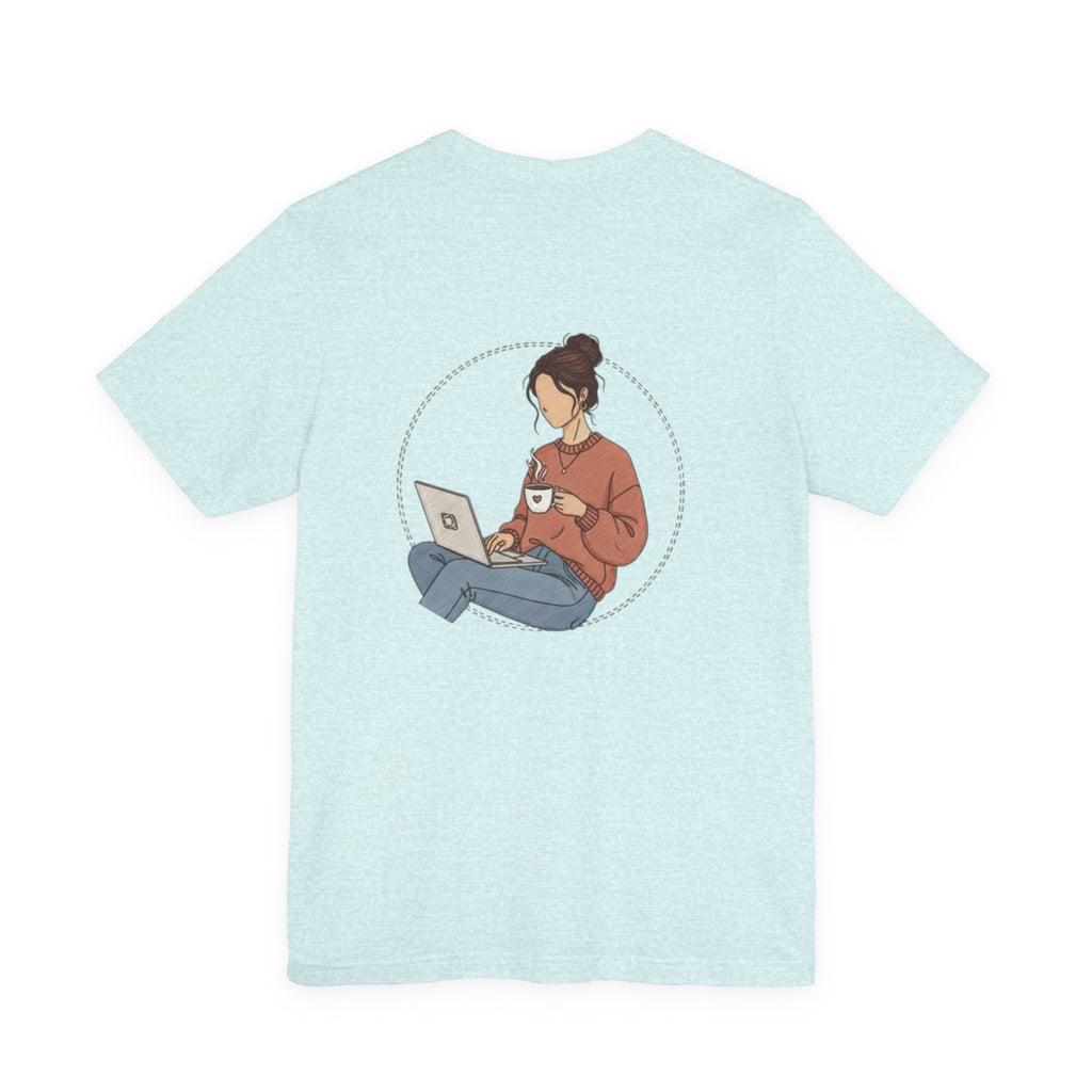 More Coffee Please Tee — Casual Graphic Coffee Lover T-Shirt with Cozy Work-From-Home Illustration