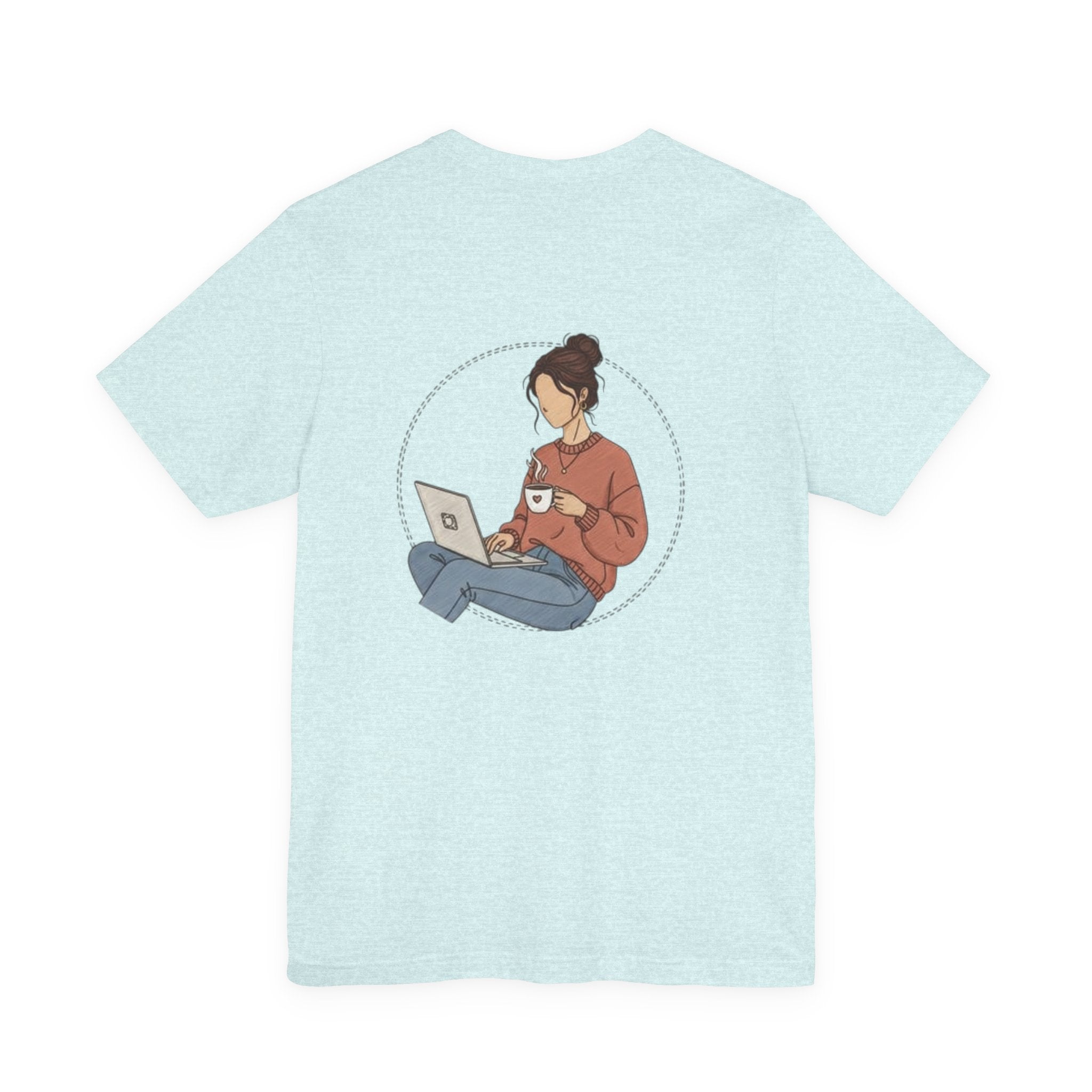 More Coffee Please Tee — Casual Graphic Coffee Lover T-Shirt with Cozy Work-From-Home Illustration