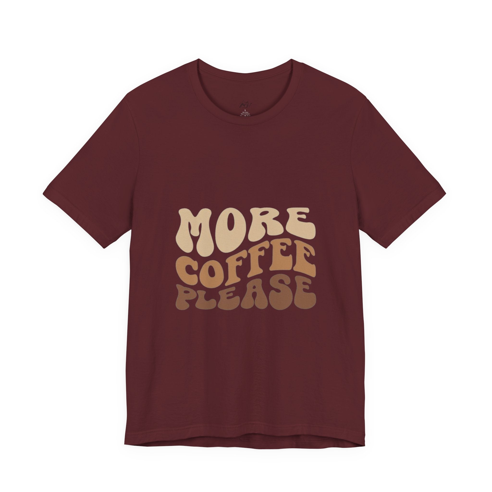 More Coffee Please Tee — Casual Graphic Coffee Lover T-Shirt with Cozy Work-From-Home Illustration