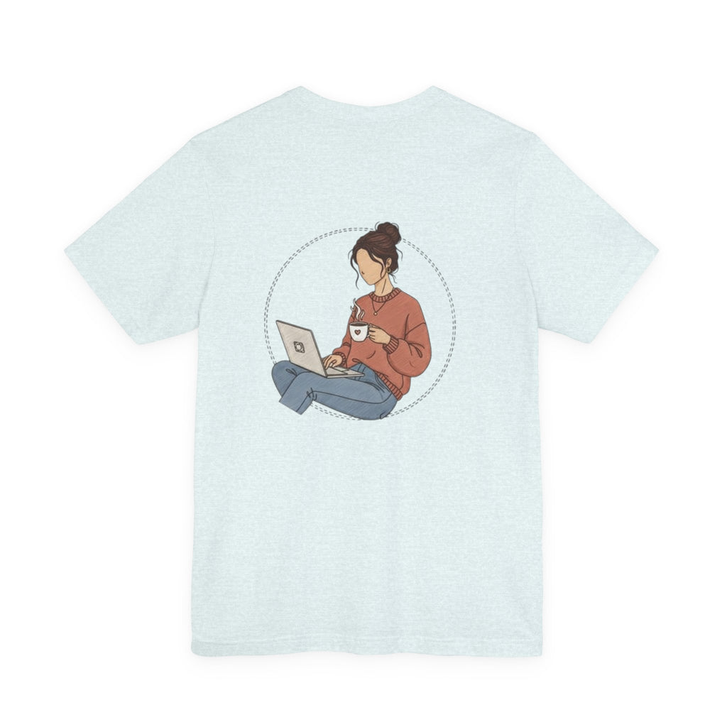 More Coffee Please Tee — Casual Graphic Coffee Lover T-Shirt with Cozy Work-From-Home Illustration