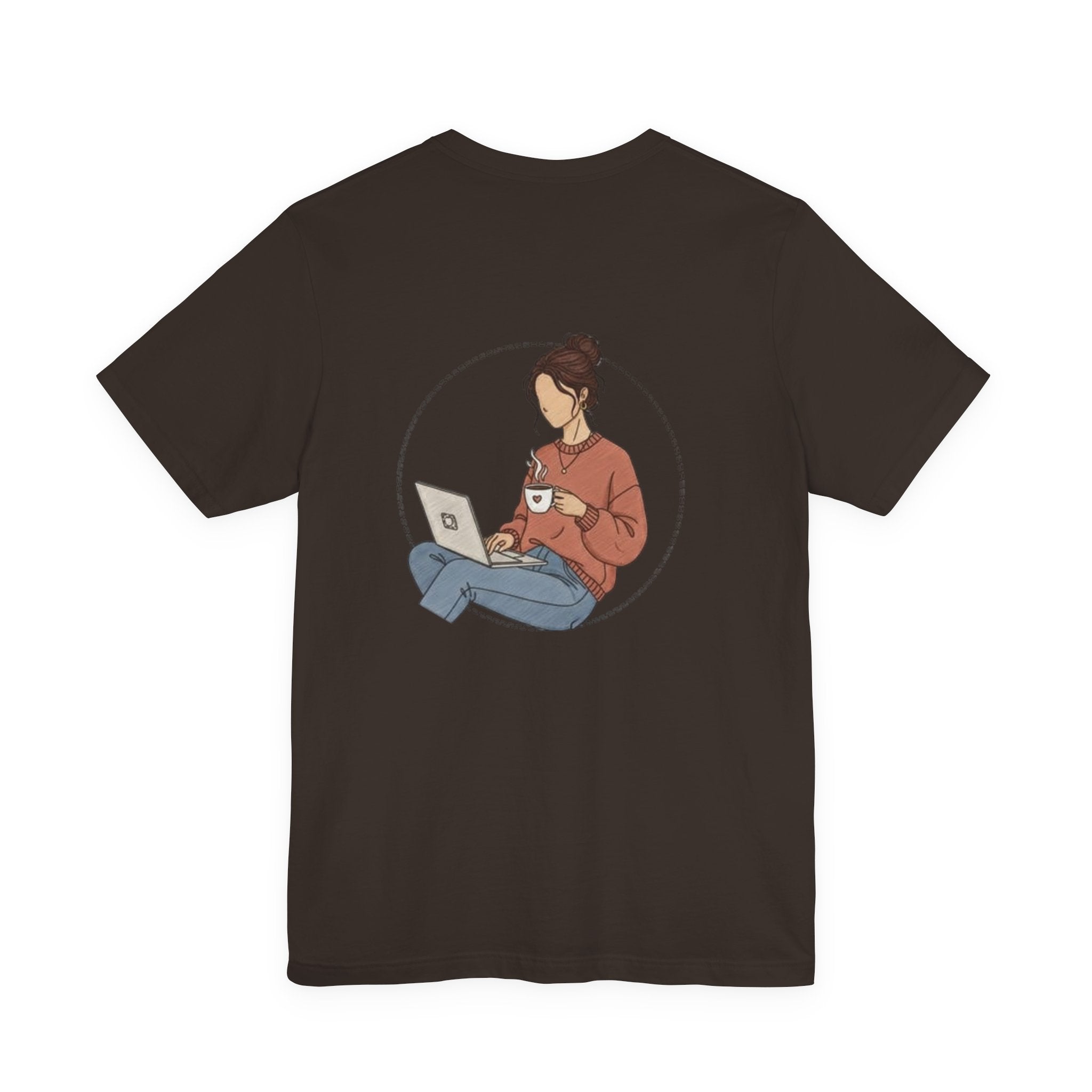 More Coffee Please Tee — Casual Graphic Coffee Lover T-Shirt with Cozy Work-From-Home Illustration