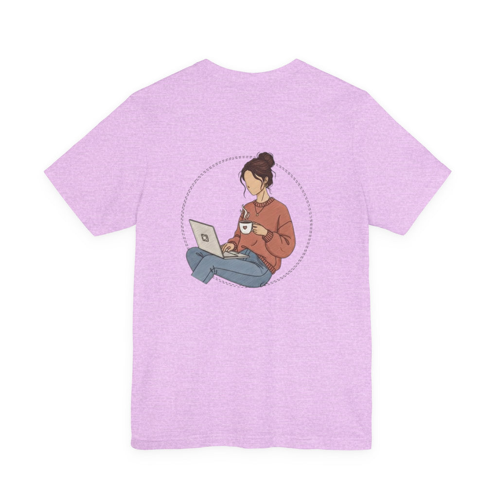 More Coffee Please Tee — Casual Graphic Coffee Lover T-Shirt with Cozy Work-From-Home Illustration