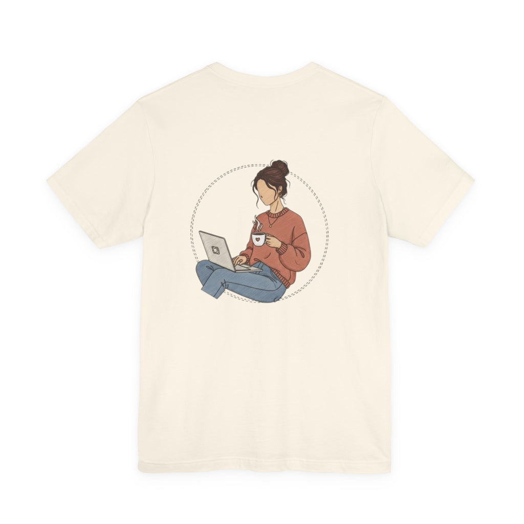 More Coffee Please Tee — Casual Graphic Coffee Lover T-Shirt with Cozy Work-From-Home Illustration