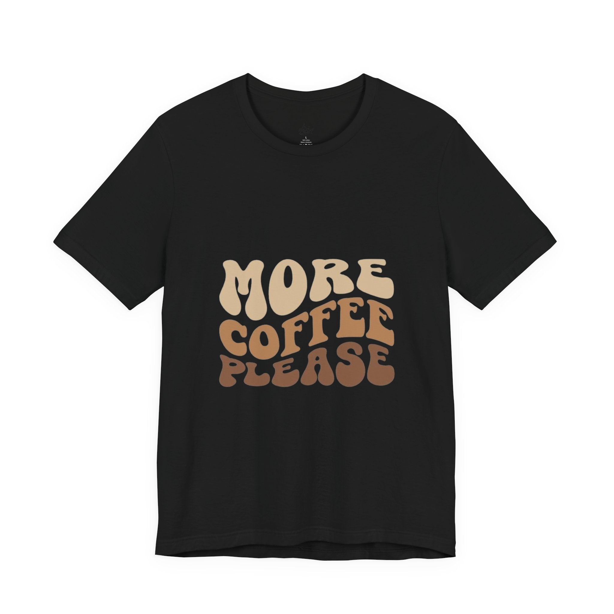 More Coffee Please Tee — Casual Graphic Coffee Lover T-Shirt with Cozy Work-From-Home Illustration